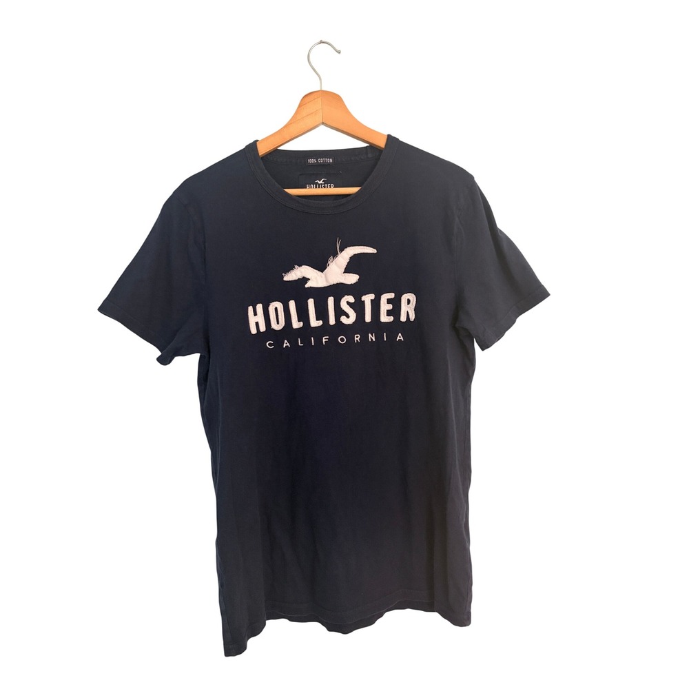 Hollister T-Shirt Men's Medium Navy Blue Surf California Casual Tee Coastal